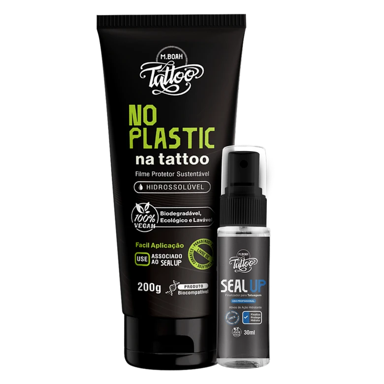 NO PLASTIC | Filme Protetor 200g + SEAL UP 30ml - Protege sua tattoo. Protege o planeta.