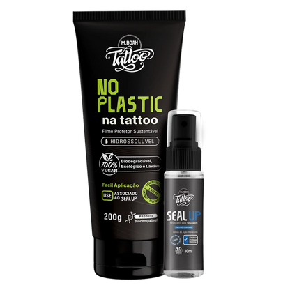NO PLASTIC | Filme Protetor 200g + SEAL UP 30ml - Protege sua tattoo. Protege o planeta.