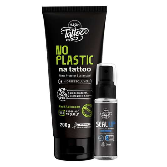 NO PLASTIC | Filme Protetor 200g + SEAL UP 30ml - Protege sua tattoo. Protege o planeta.